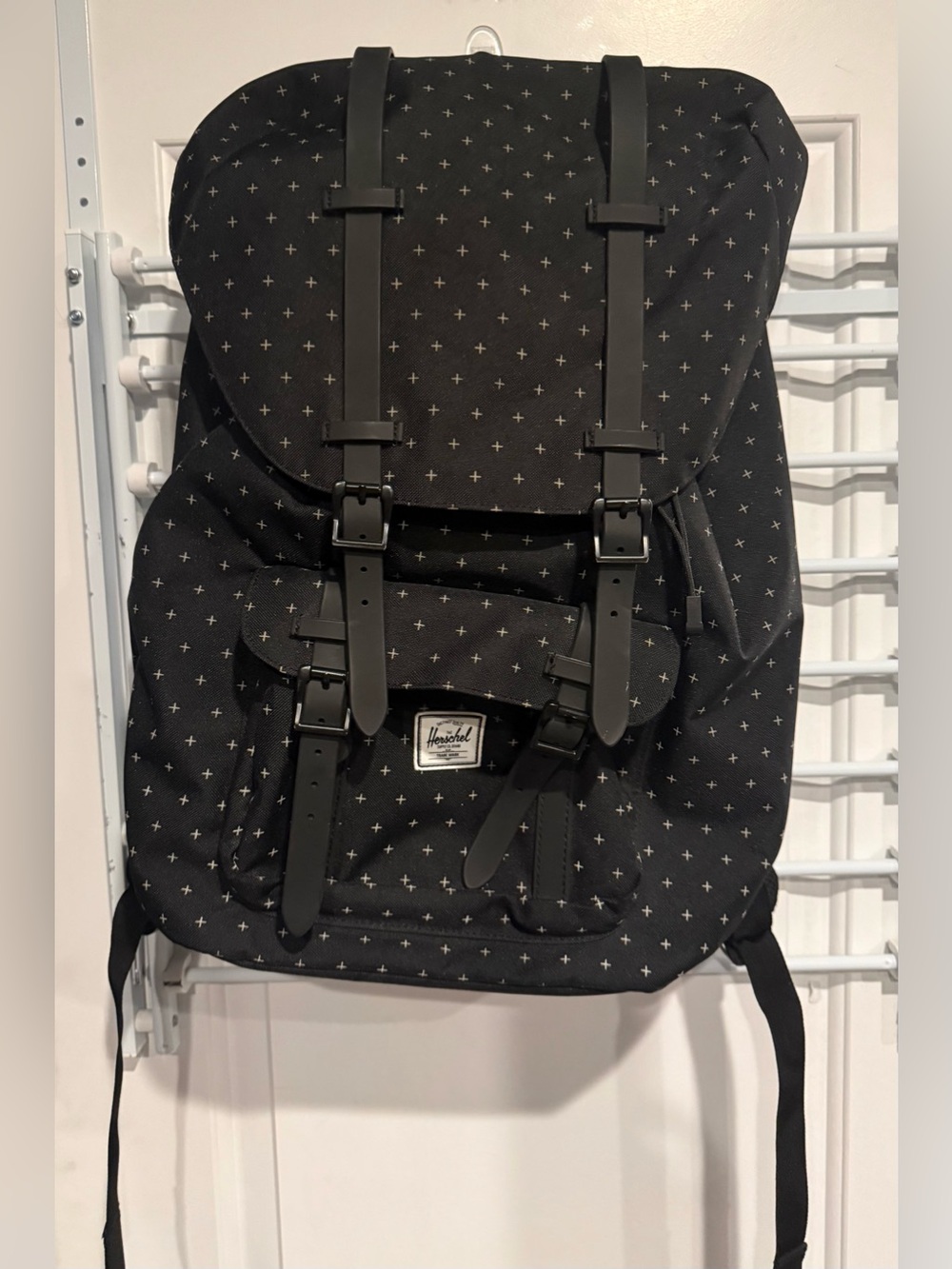 Herschel Supply Company Black Backpack with White Cross Pattern